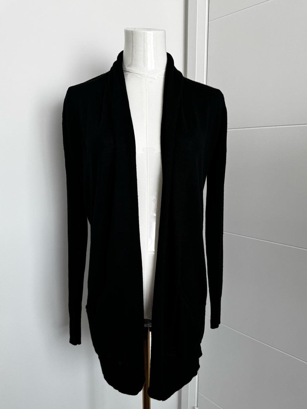 Wilfred Black Open-Front Long wool Cardigan